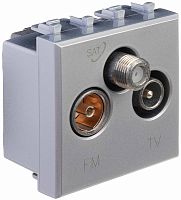 Розетка TV+FM+SAT Оконечная модульная DKC Avanti 3-м. 2 мод. закаленная сталь картинка